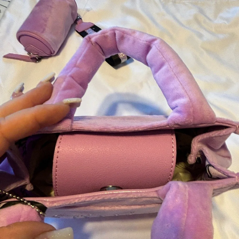 NWT Juicy Couture Lavender Velour Mini Bag Rhinestone Logo‎ Purple & Coin Bag